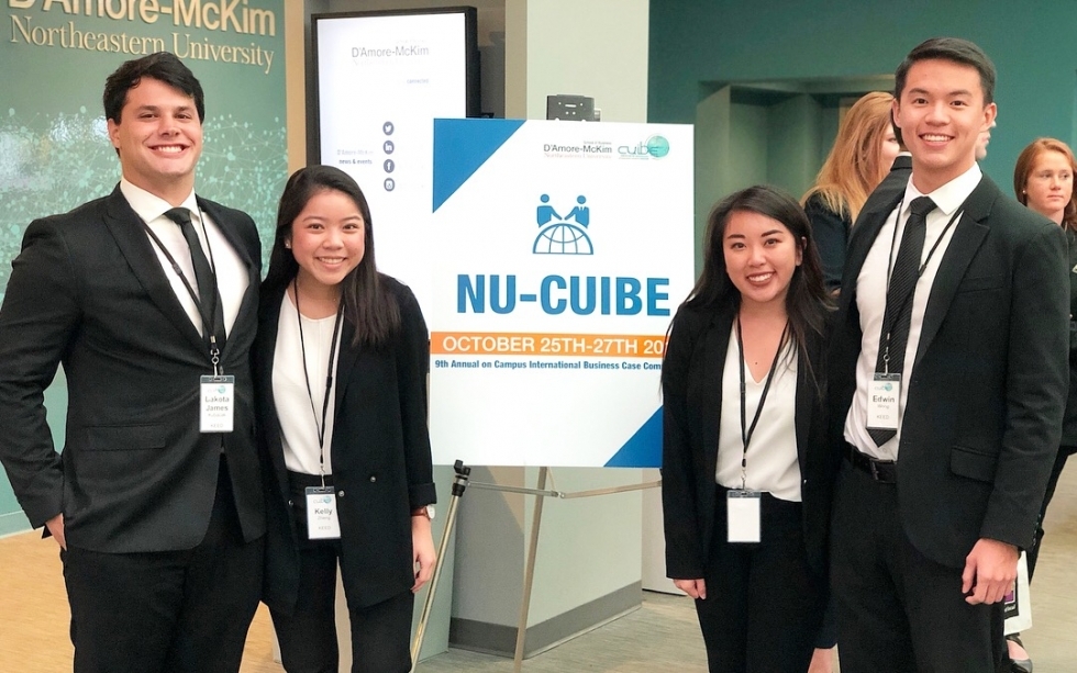 Congratulations to Shidler team (from left) Dakota Kubacak (’18); Kelly Zheng (’20); Eryn Yuasa (’19); and Edwin Wong (’18) for a second place finish at the 9th Annual CUIBE International Business Case Competition in Boston. 