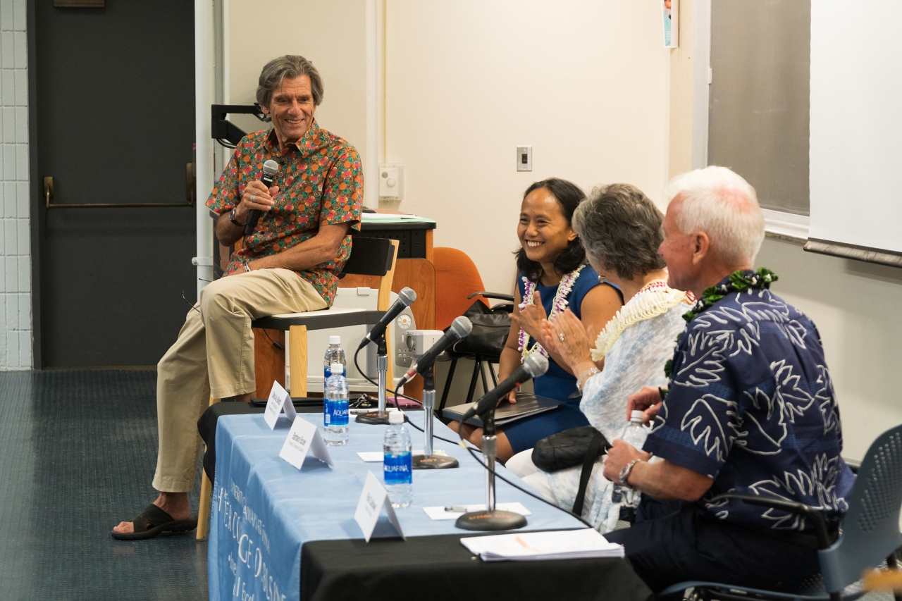 (From left) Will Weinstein; Della Au Belatti, Hawaii State Representative; Barbara Box, Former U.S. Senator from California; and Kirk Caldwell, Mayor of Honolulu. 