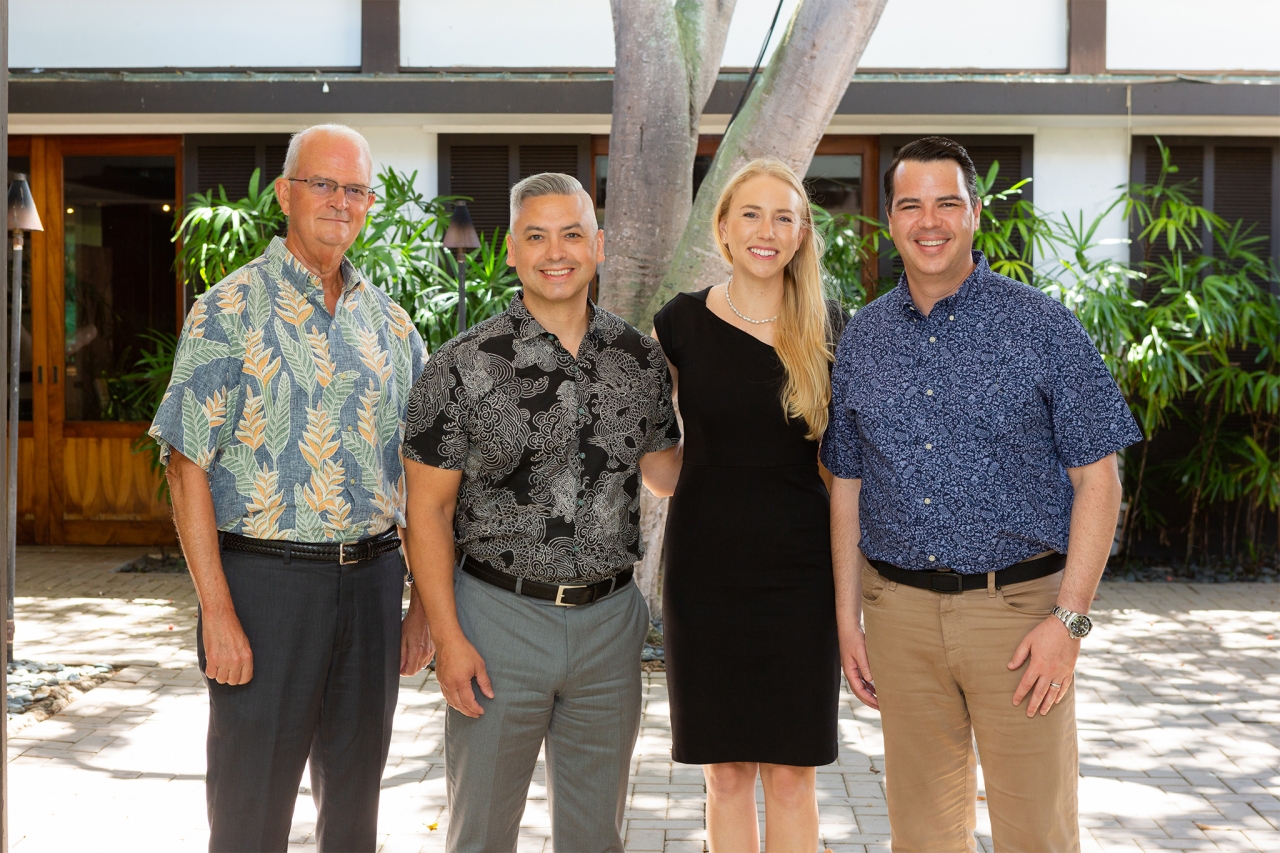 From left: Vance Roley, dean of the Shidler College of Business, with representatives from Northwestern Mutual Hawai’i, Jamie Delgadillo, managing director; Jessica Katinszky, director of career development; and Thomas Stewart, managing partner.