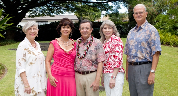 (left to right) Lani Starkey, Chancellor Dykstra, Unyong Nakata, Claire Durham, Donna Vuchinich, Vance Roley, KC Collins